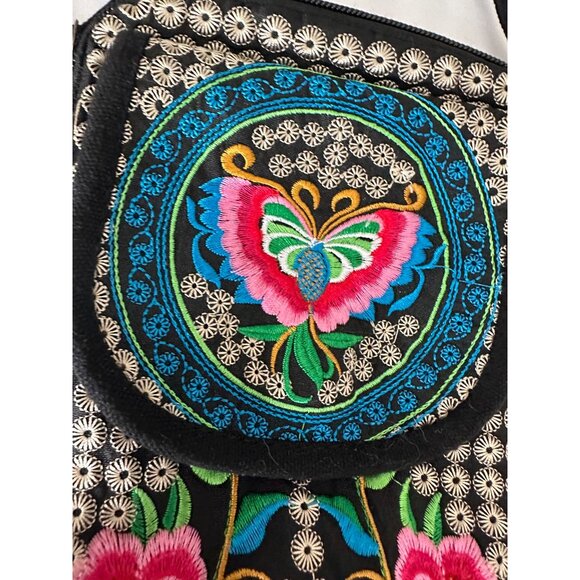 Handmade Embroidered Floral Crossbody Purse Adjustable Strap festival Hippy boho - Picture 9 of 15